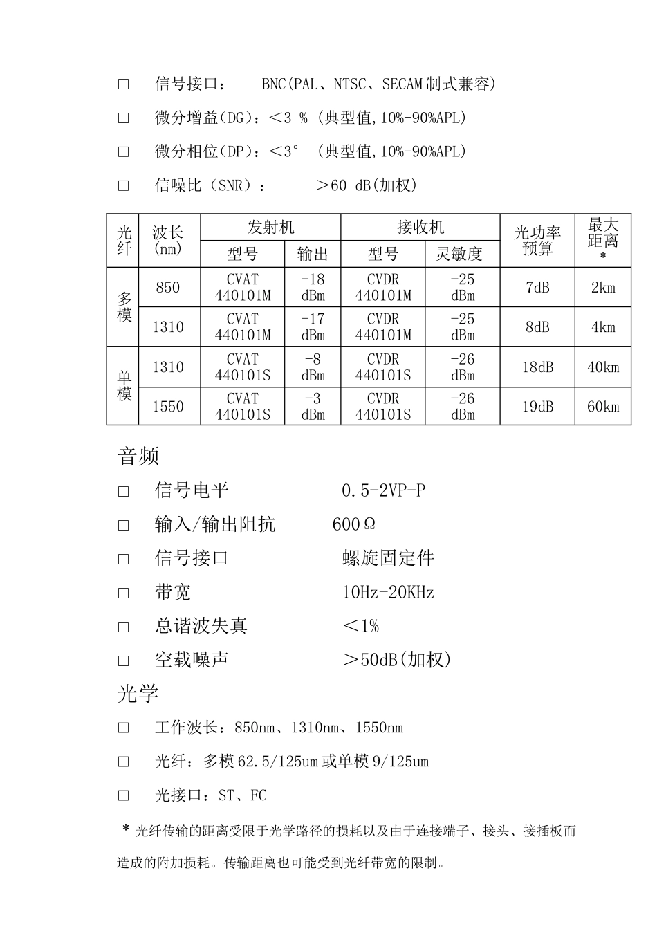 光电线缆有限公司  四路视频四路同向音频CVATR440101光端机产品使用说明_第3页