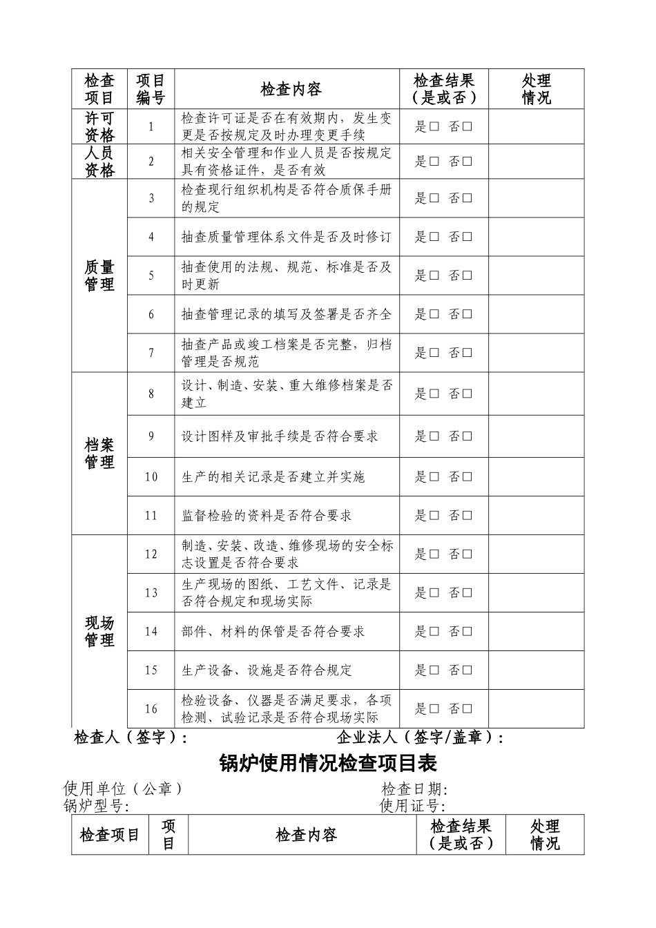 特种设备使用单位安全检查项目表_第3页