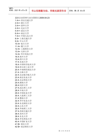 企业管理专业全国排名