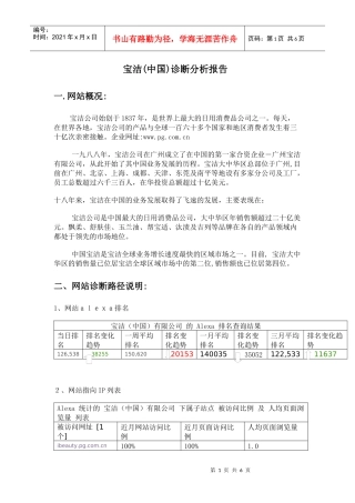 企业诊断--宝洁(中国)诊断分析报告