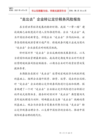 企业转让定价税务风险报告