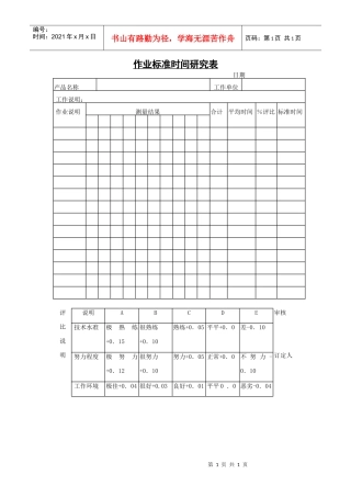 作业标准时间研究表(1)