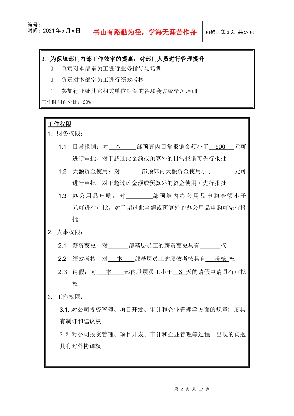 企业管理部岗位说明书_第2页