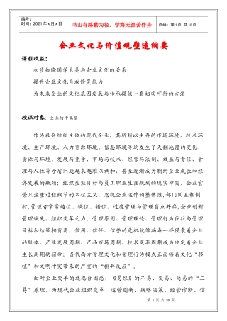 企业文化创新竞争纲要