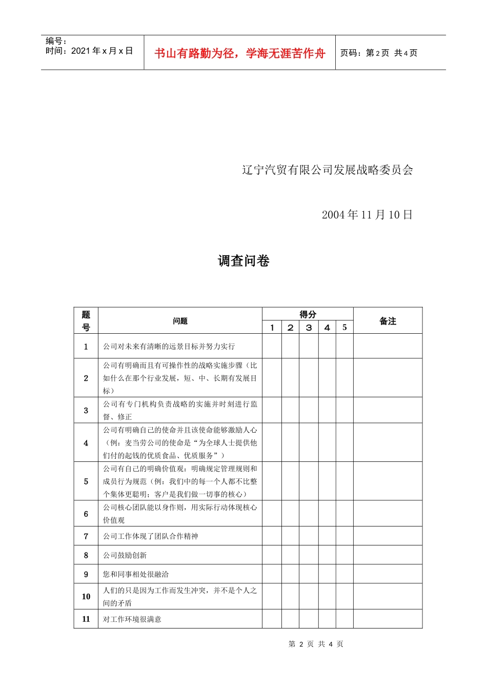 企业文化调查表_第2页