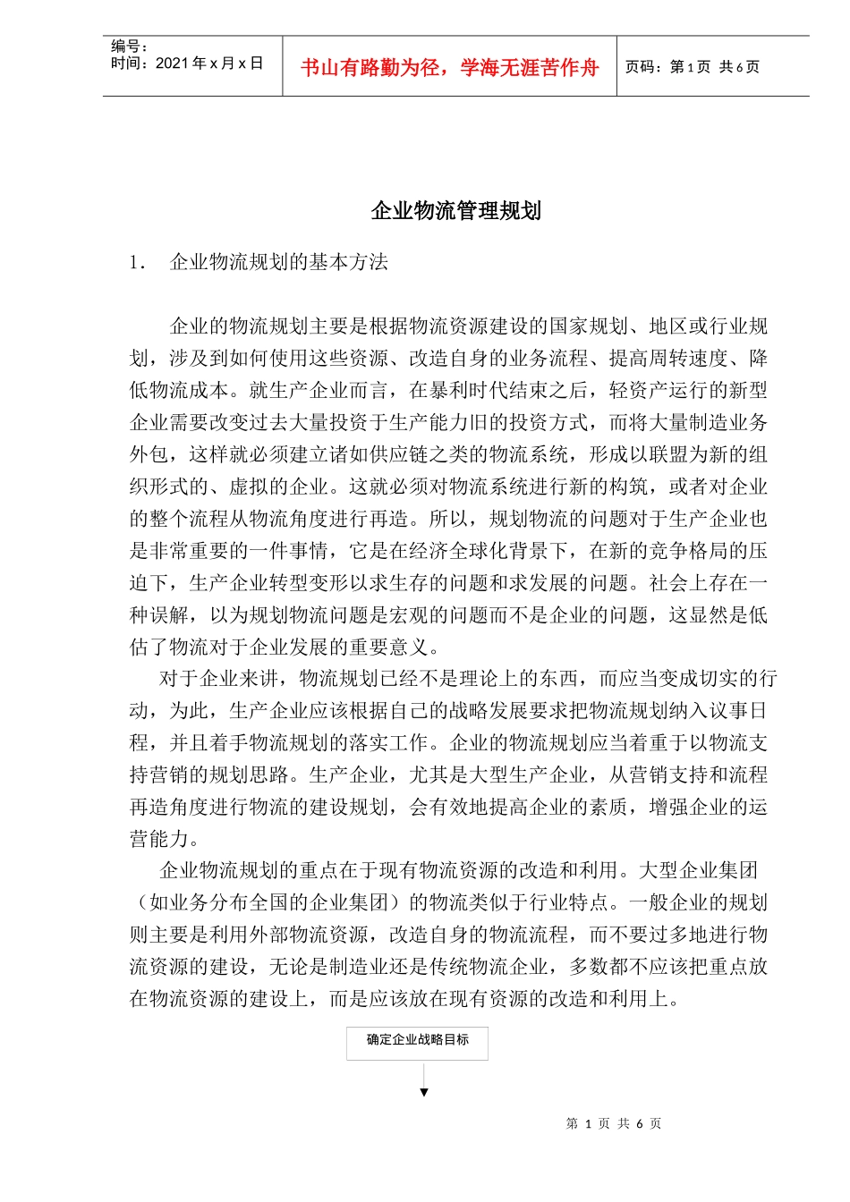 企业物流管理规划_第1页