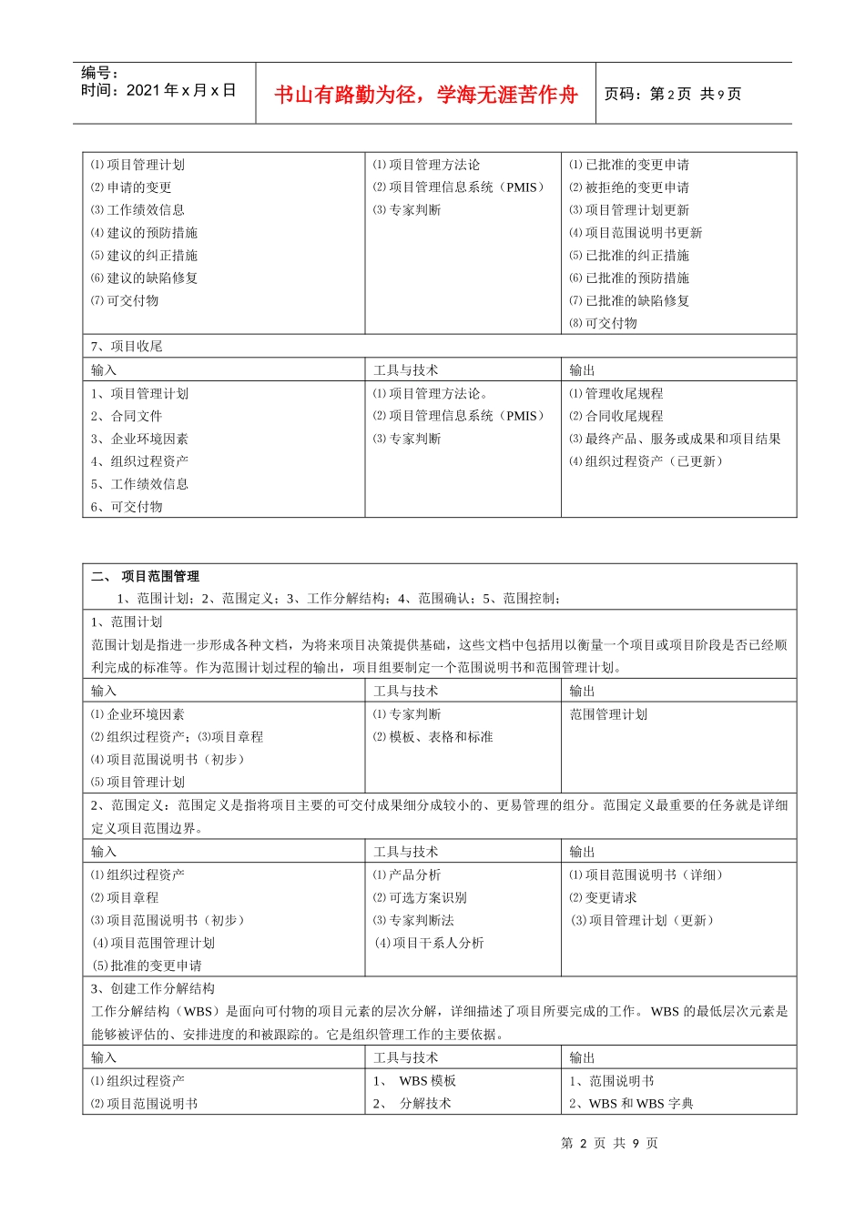 信息系统项目管理师九大知识_第2页
