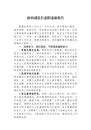 政府副县长述职述廉报告