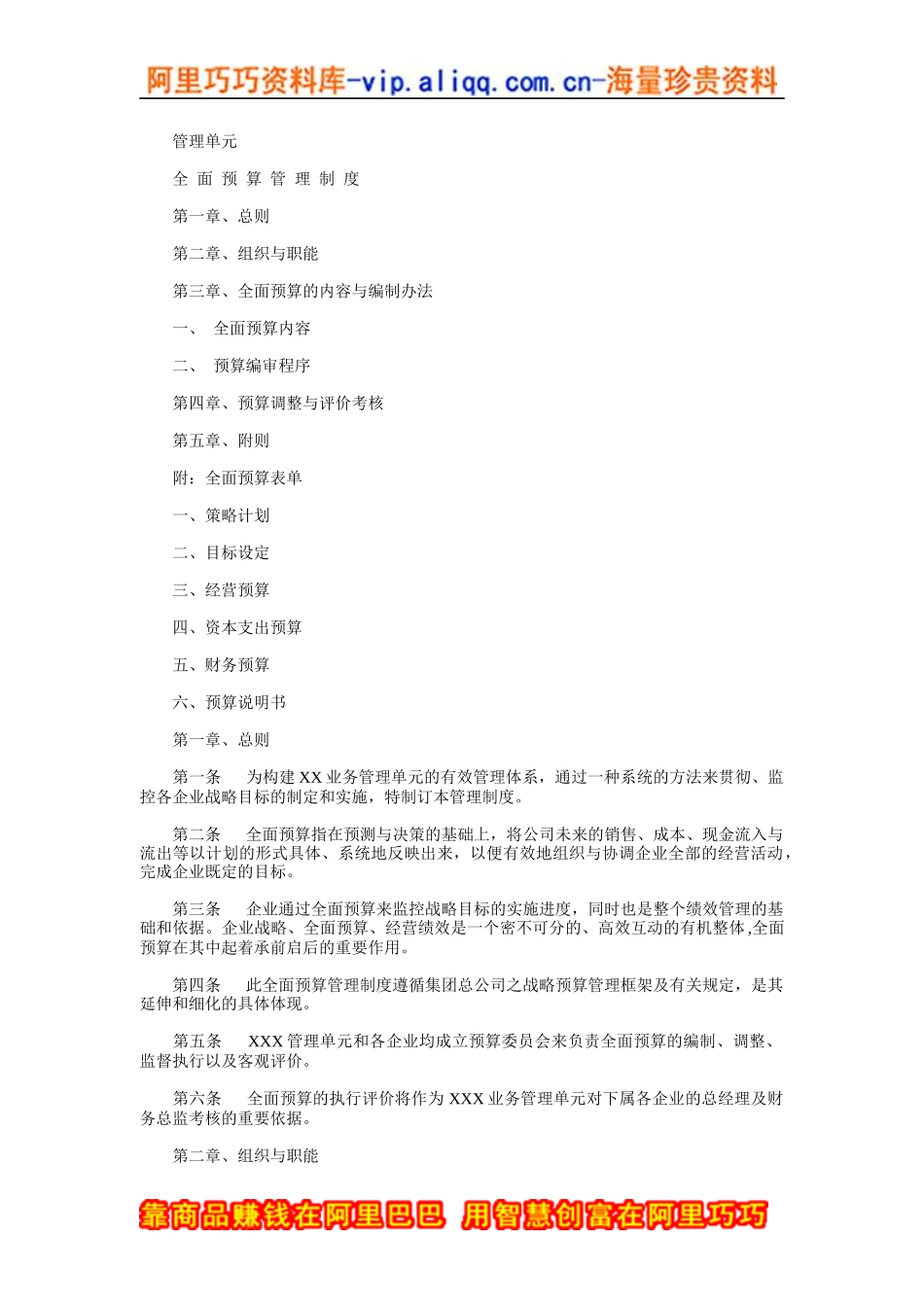 全面财务预算管理制度范本_第1页