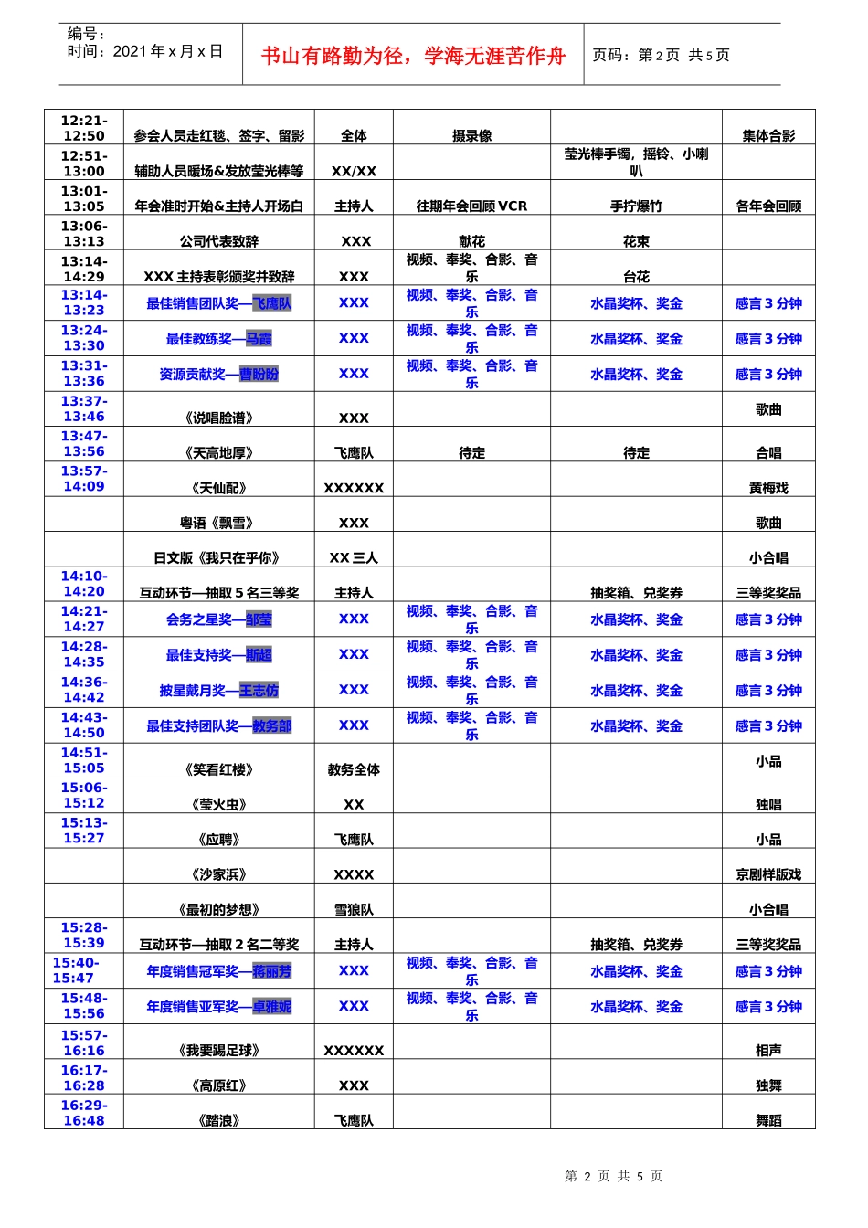 光荣与梦想――XXXX年XX企业精英年会策划方案_第2页