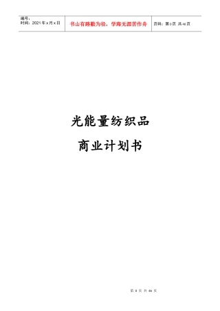 光能量纺织品商业计划书