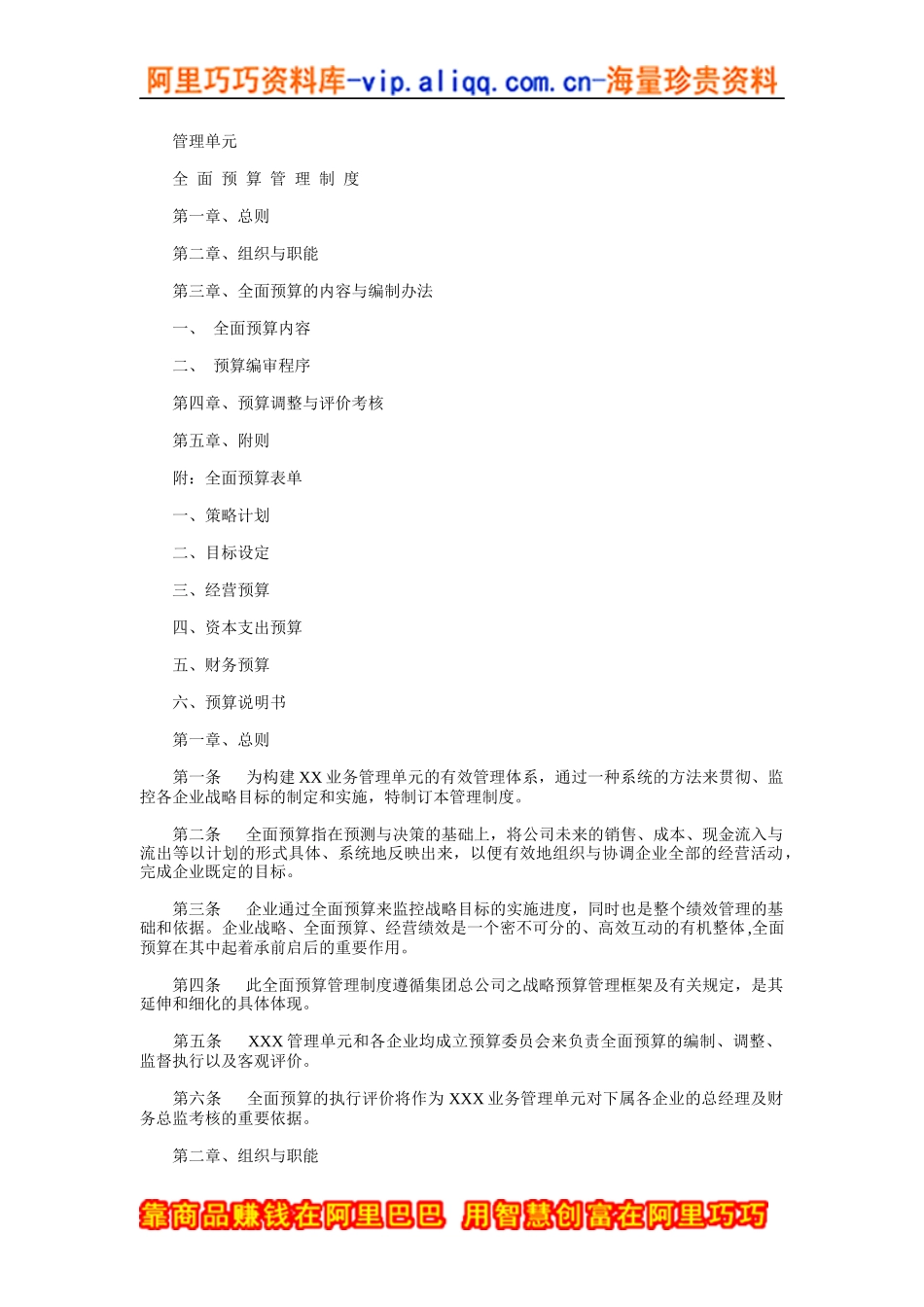 全面财务预算管理制度_第1页