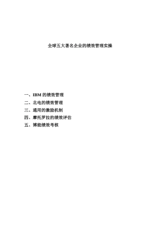 全球五大著名企业的绩效管理实操（DOC 19页）