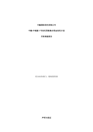 信托贷款集合资金信托计划尽职调查报告