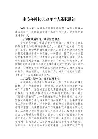 市委办科长2023年个人述职报告