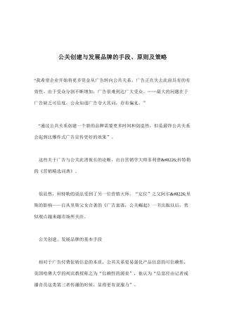 公关创建及品牌发展策略