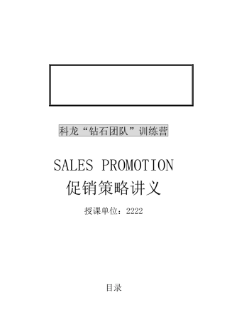 促销策略培训讲义
