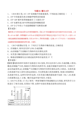 专题 酶与ATP测试题