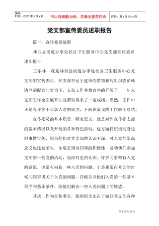 党支部宣传委员述职报告(DOC44页)