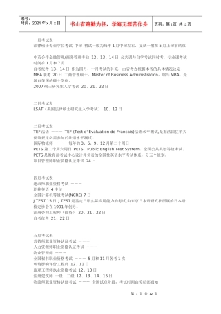 全国考试时间