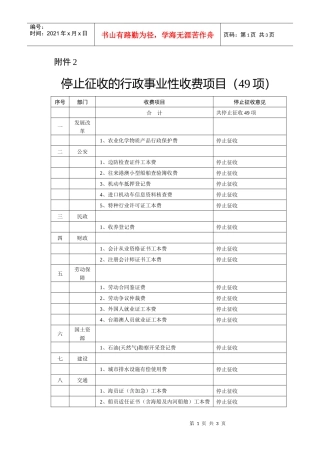 停止征收的行政事业性收费项目（49项）-河南省政府门户网