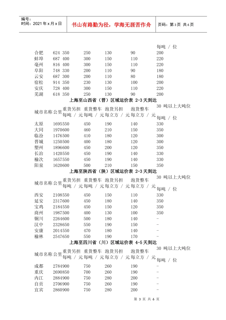 全国物流报价、上海到西宁物流_第3页