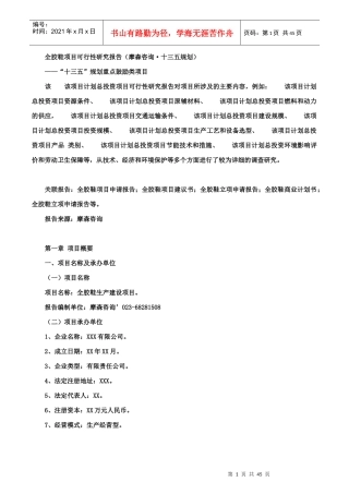 全胶鞋项目可行性研究报告(摩森咨询·十三五规划)