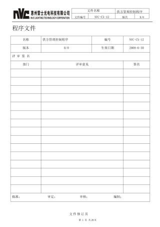供应商管理控制程序(DOC 30页)