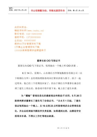 公事董事长给CIO写保证书