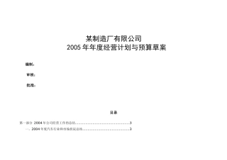 公司年度经营计划与预算草案3