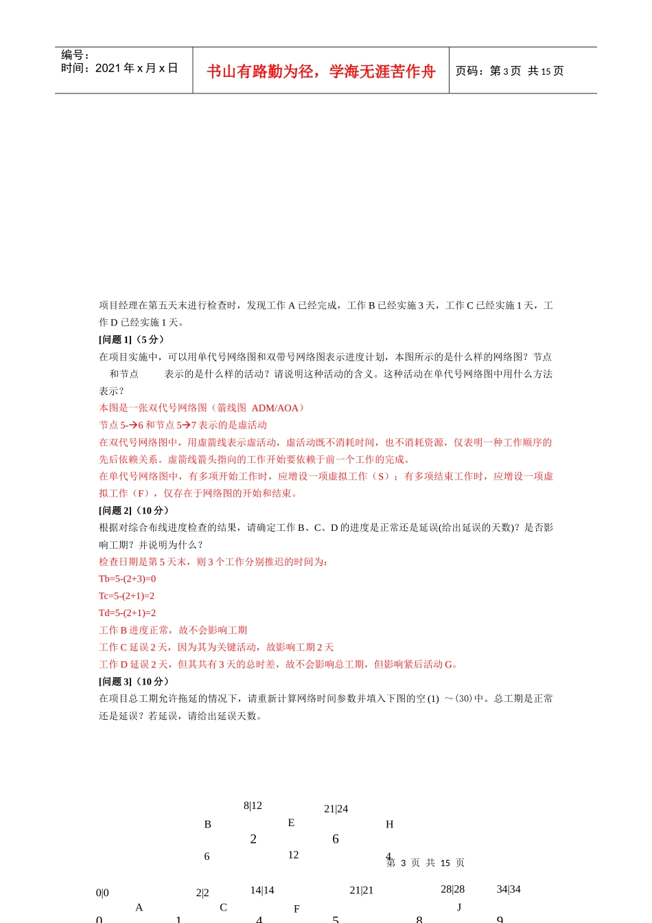 信息系统项目管理师案例分析(项目时间管理)_第3页