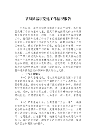 某局抓基层党建工作情况报告