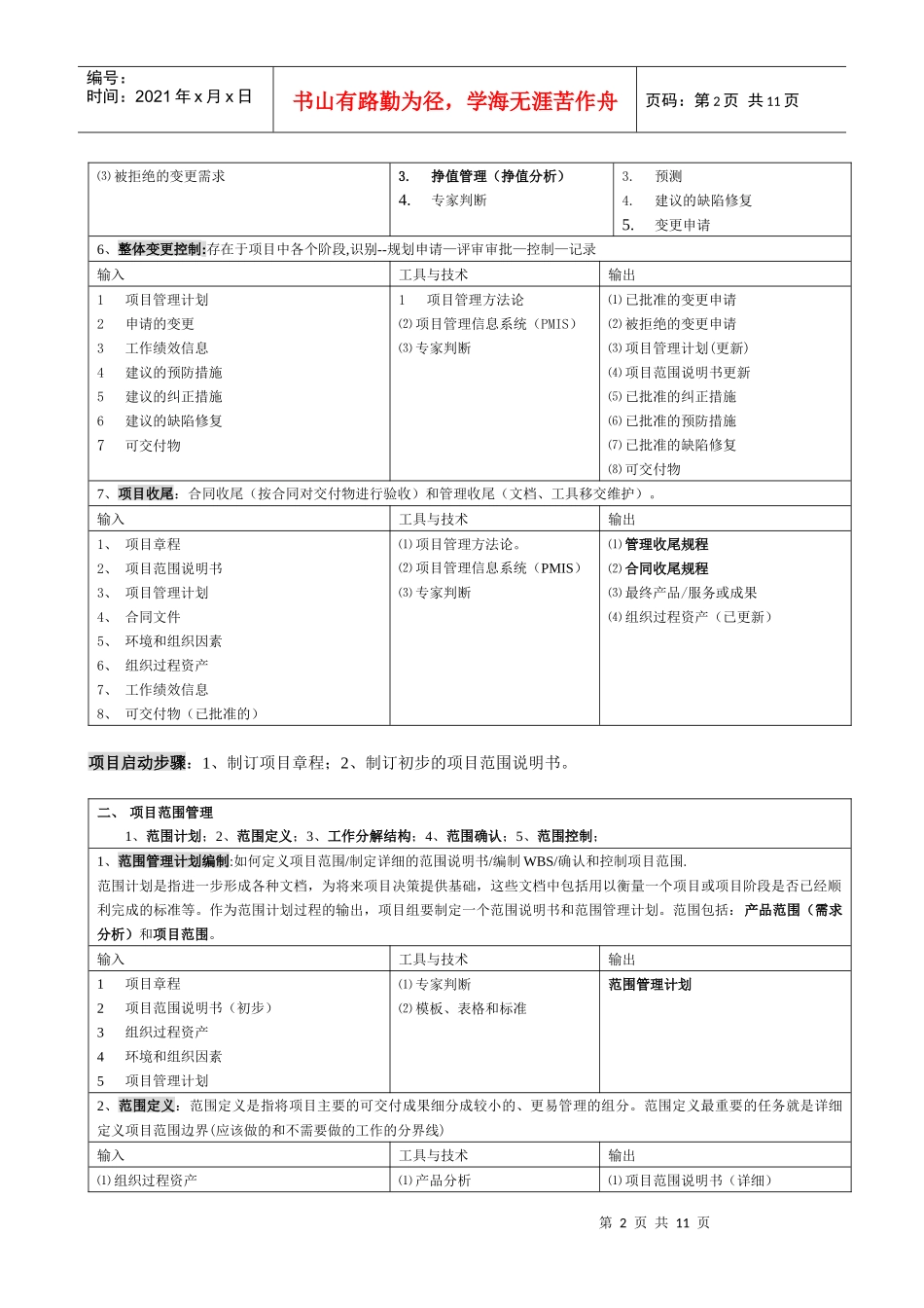 信息系统项目管理师九大知识点_第2页