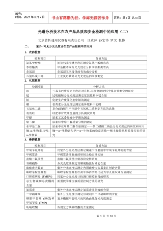 光谱分析技术在农产品品质和安全检测中的应用（二）