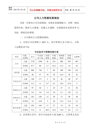 公司人力资源发展规划