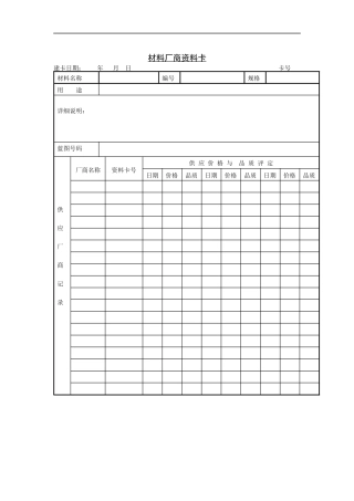 供应商管理-材料厂商资料卡