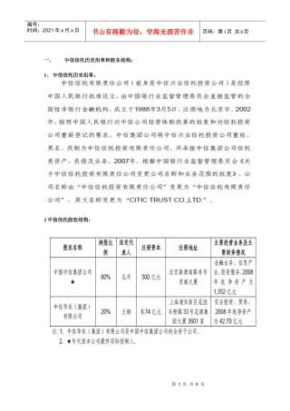 信托公司股东介绍