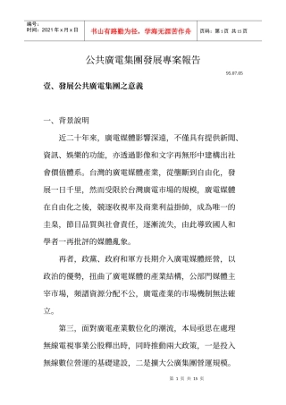 公共广电集团发展专案报告