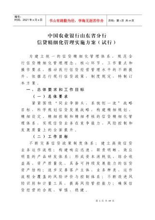 信贷精细化管理