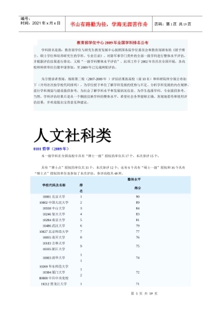 全国学科排名-人文社科类