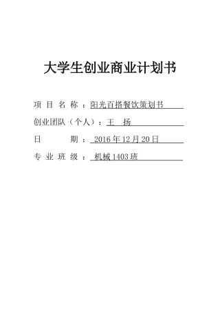 全球的创业计划书