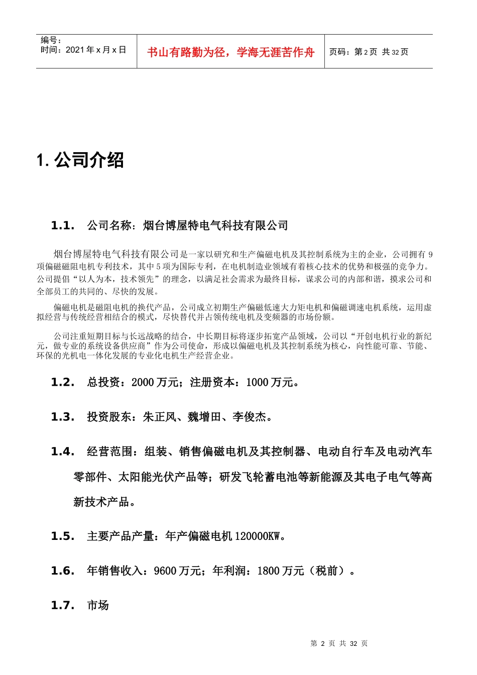 偏磁电机项目可行性研究报告_第2页