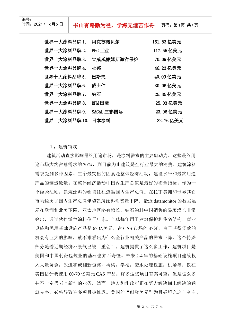全球十大涂料品牌行业财报告_第3页