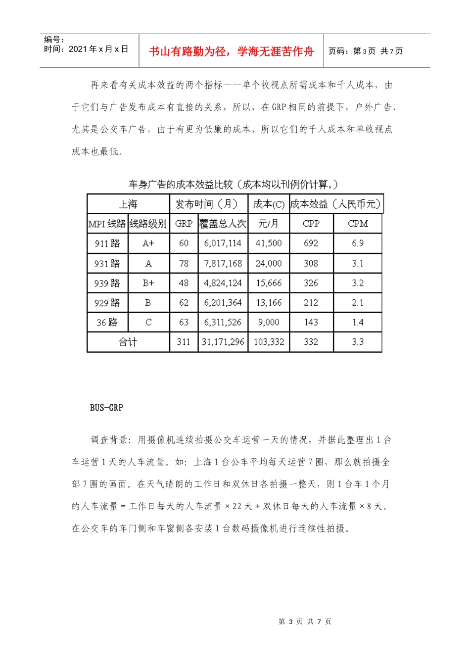 公交车身广告效果的统计与调查报告_第3页