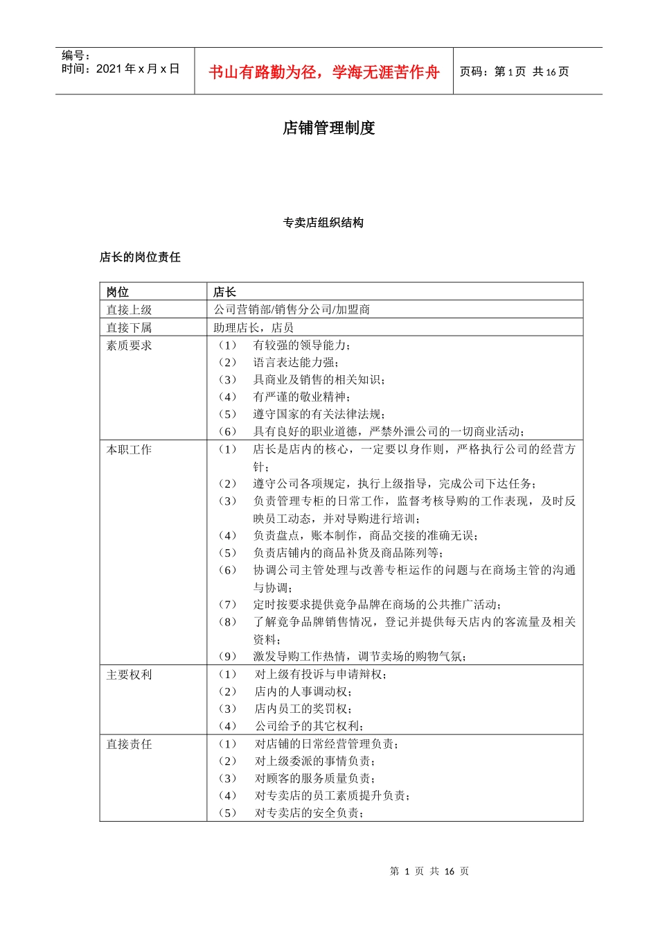 全面的店铺管理制度[1]_第1页