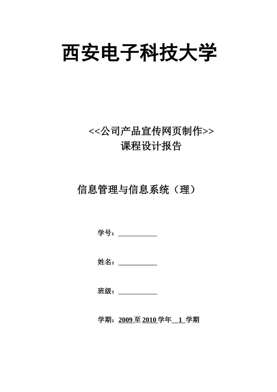 信息管理与信息系统课程设计报告_第1页