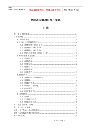 俊城浅水湾项目推广策略