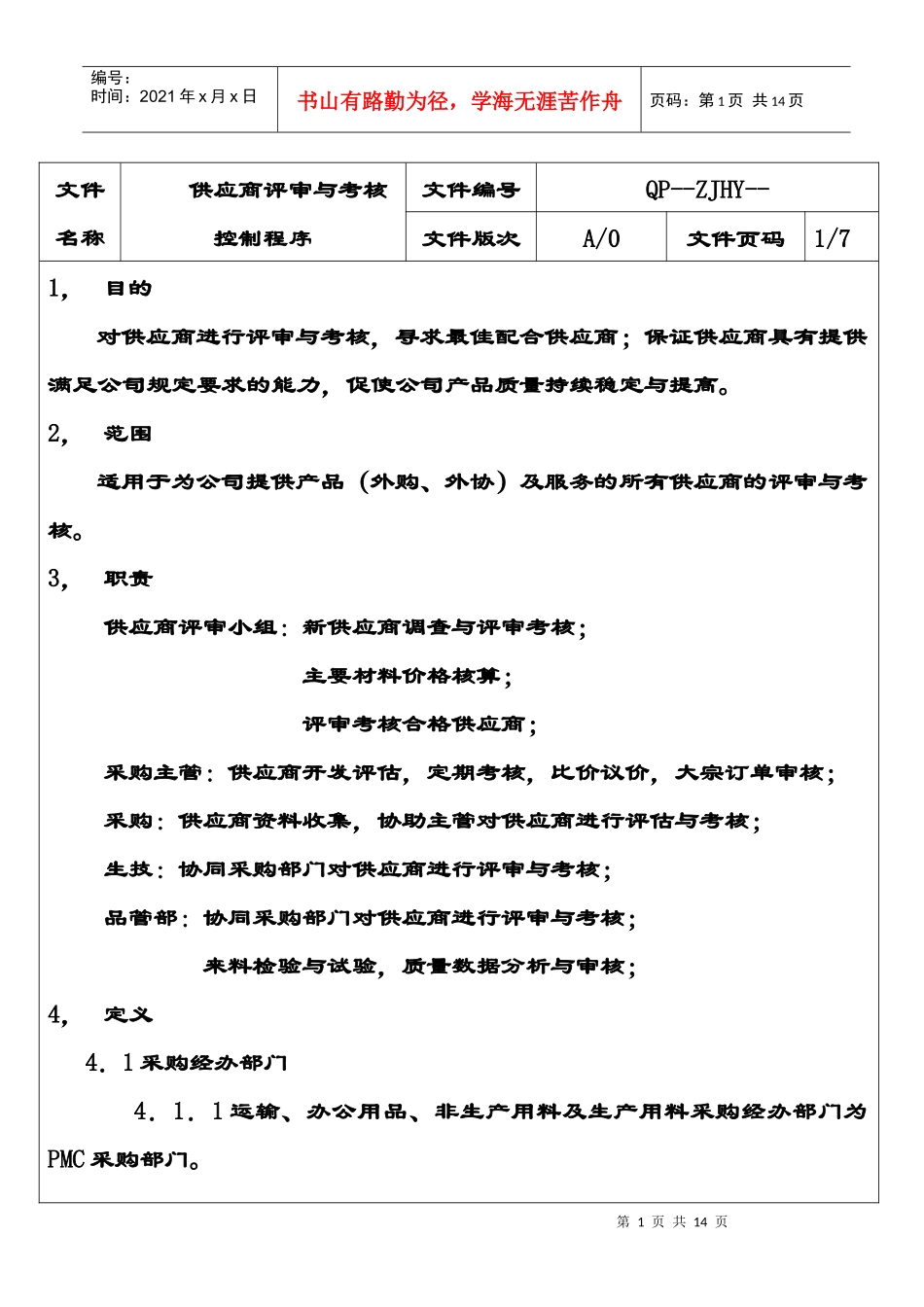 供应商评审与考核控制程序_第1页
