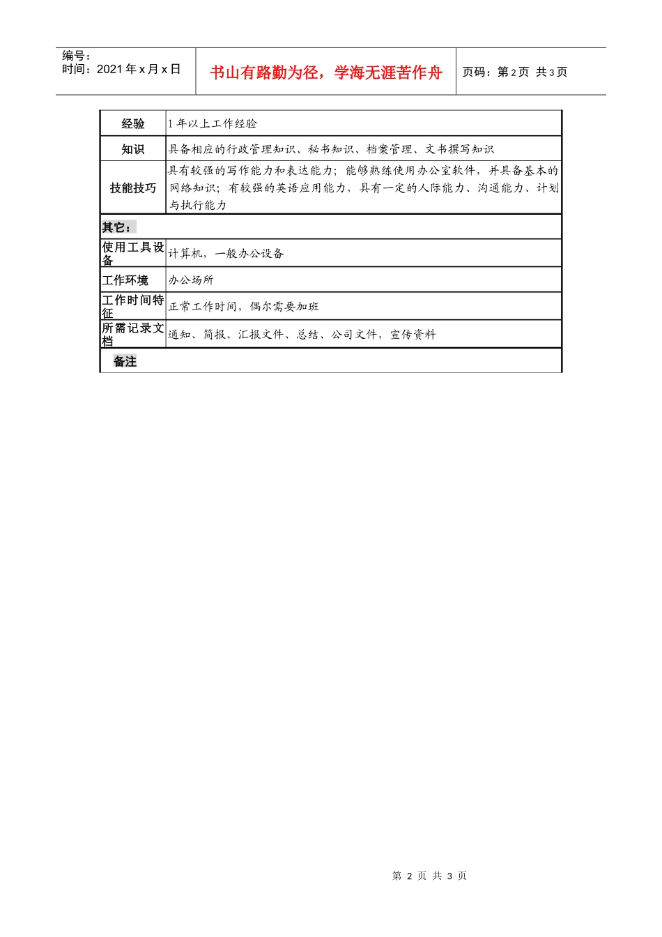 公共关系与企业文化建设管理职务说明书_第2页