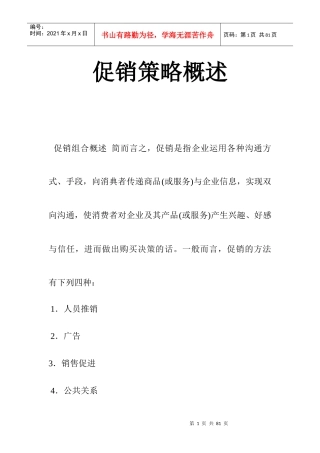 促销策略综合概述
